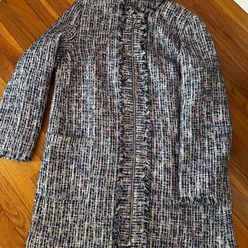 J. McLaughlin Navy and Tan Teed coat